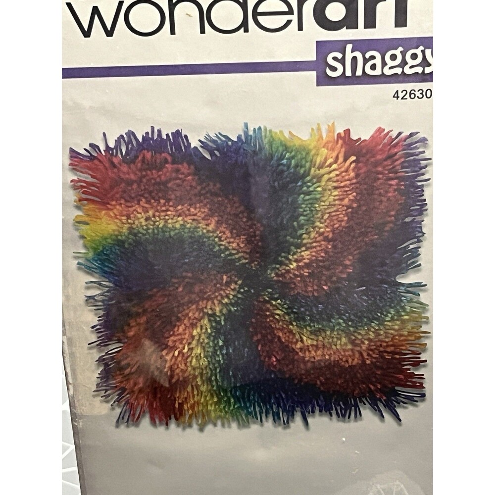 Wonderart SHAGGY MULTICOLOR LATCH HOOK KIT Pinwheel 12" x 12" NEW unopened - Picture 5 of 7